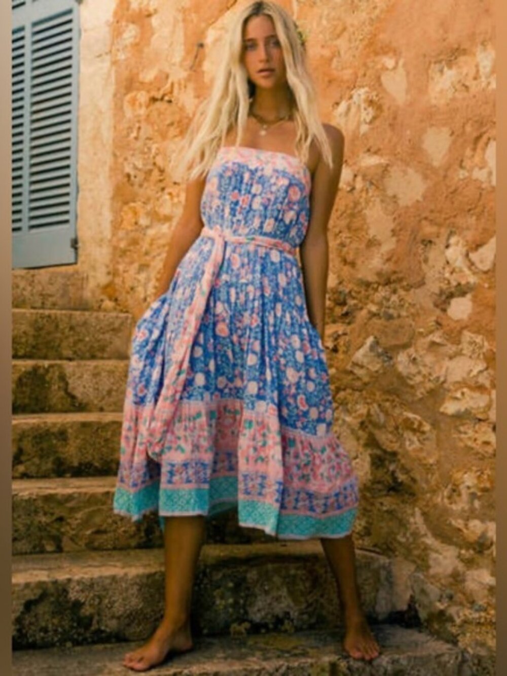 Billabong Wish For You Floral Boho Midi Sundress with Belt NWT Size Medium
